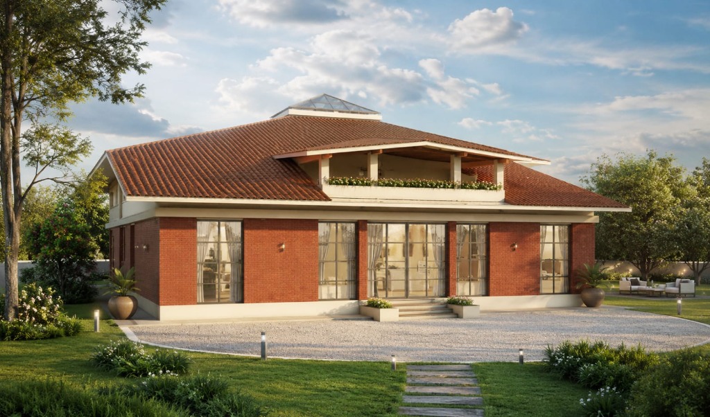 Vedic Villa Elevation - Side Garden